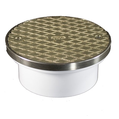 Jones Stephens 4in. PVC General Purpose Access Fitting with 6in. Nickel Bronze Cover with Ring C60046